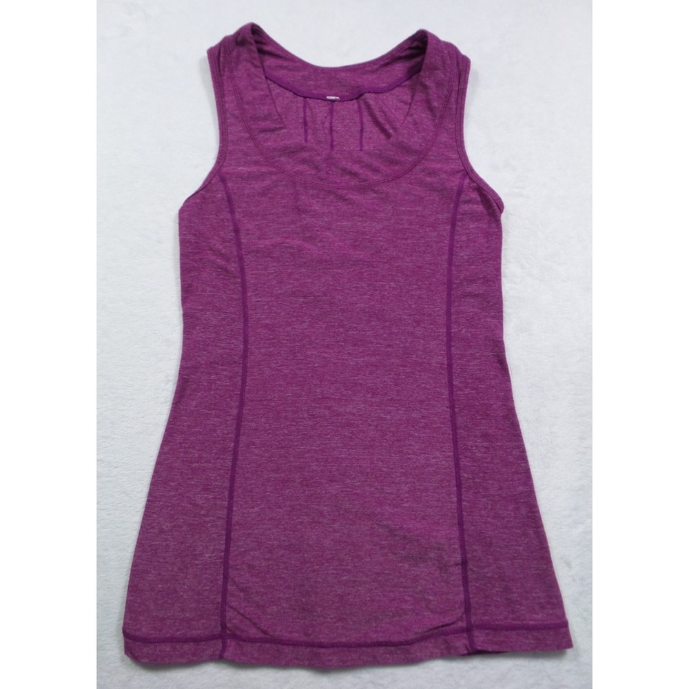 Lululemon Top Womens Size 4 Purple Dash Tank II Ruffle Pocket Stretch Yoga
